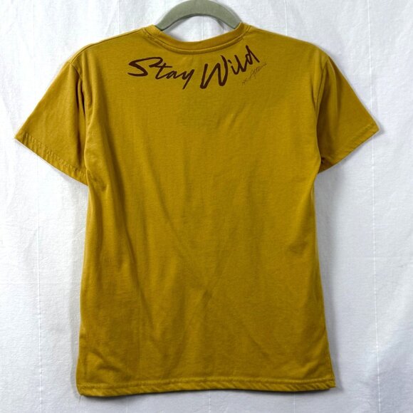 Tiger Print Shirt Womens Sz XS Yellow Double Sided Graphic Tee Atticus Poetry - Picture 6 of 8